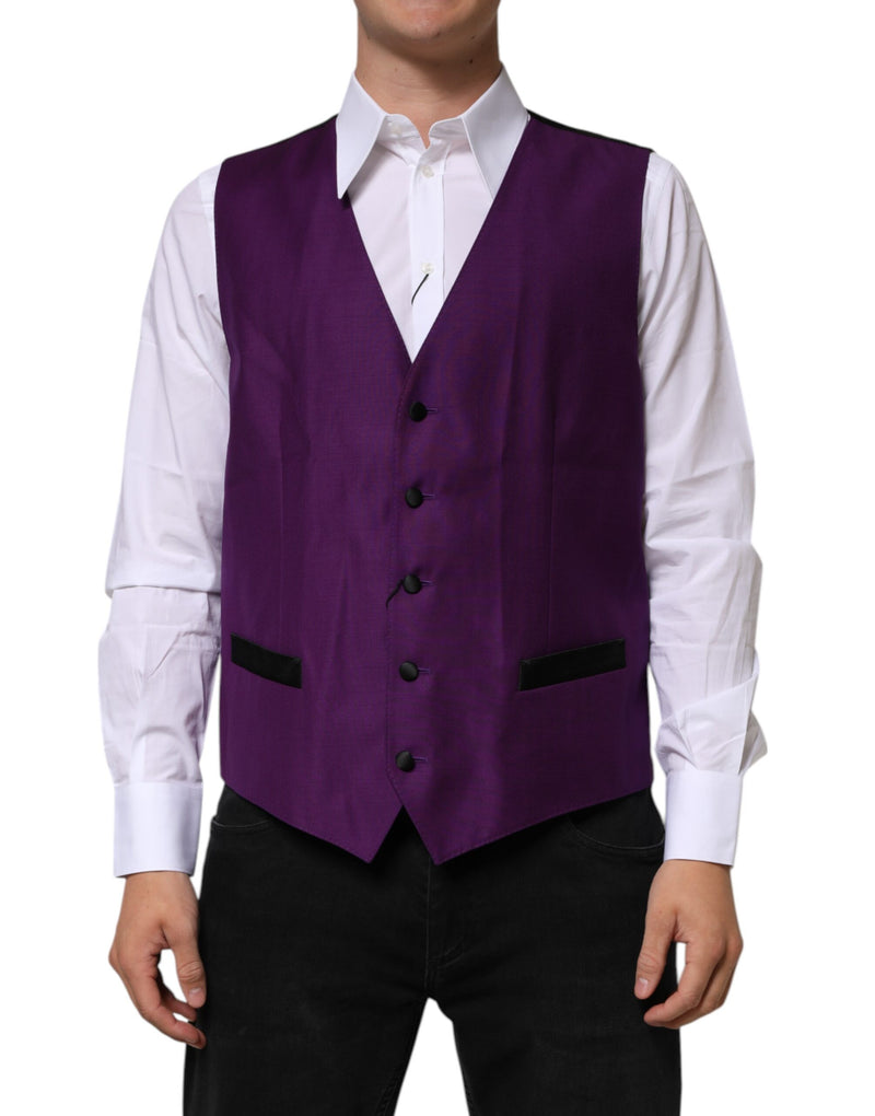 Purple Wool Dress Formal Waistcoat Vest-Dolce & Gabbana-LabelTerrace.com