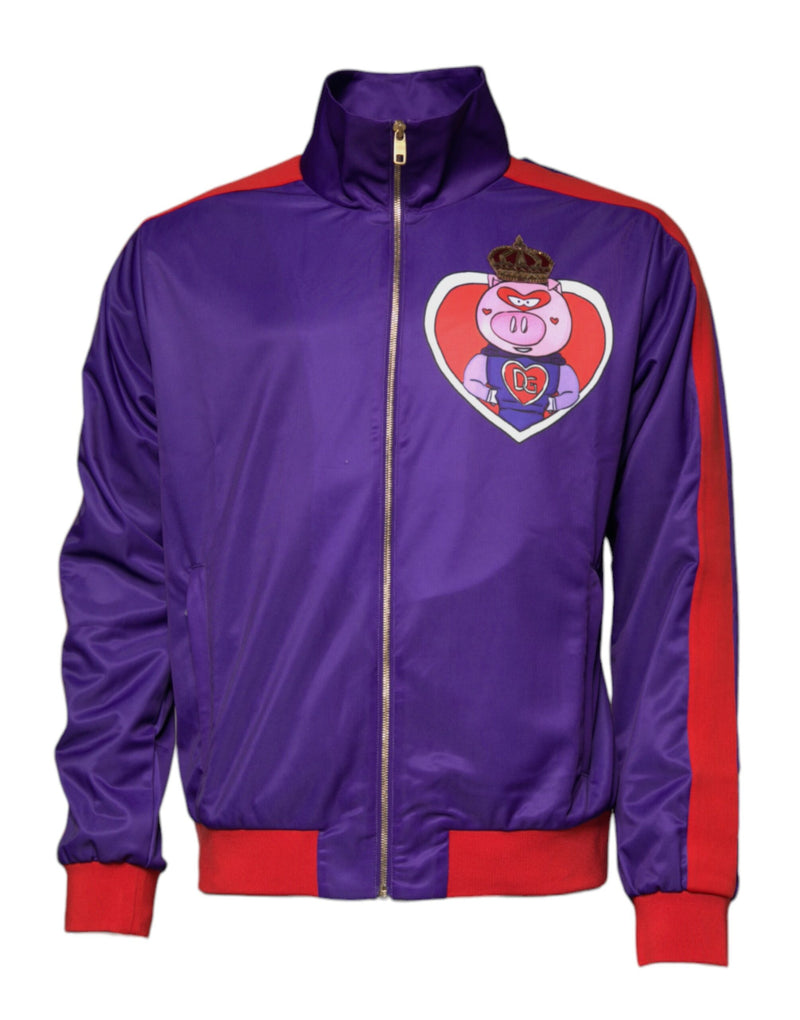 Purple Year Of The Pig Full Zip Bomber Sweater-Dolce & Gabbana-LabelTerrace.com