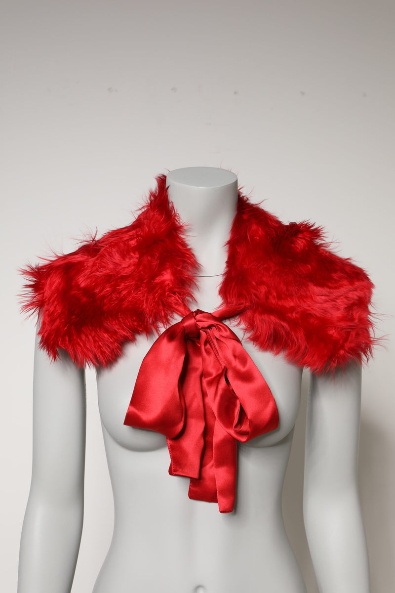 Red Alpaca Fur Women Neck Warmer Winter Scarf-Dolce & Gabbana-LabelTerrace.com
