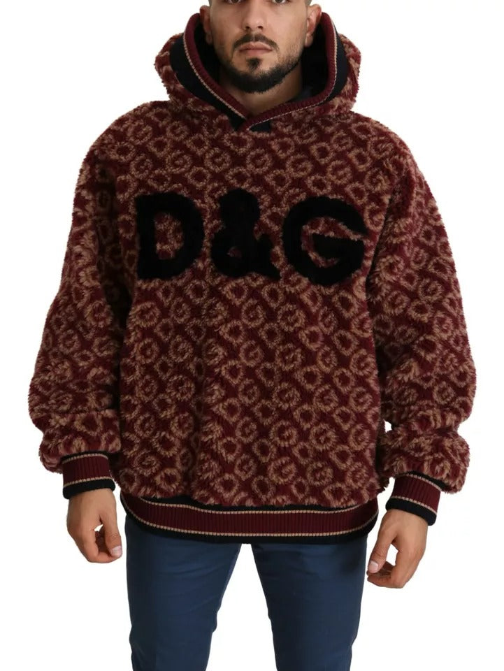 Red Beige Wool Oversize Hooded Pullover Sweater-Dolce & Gabbana-LabelTerrace.com