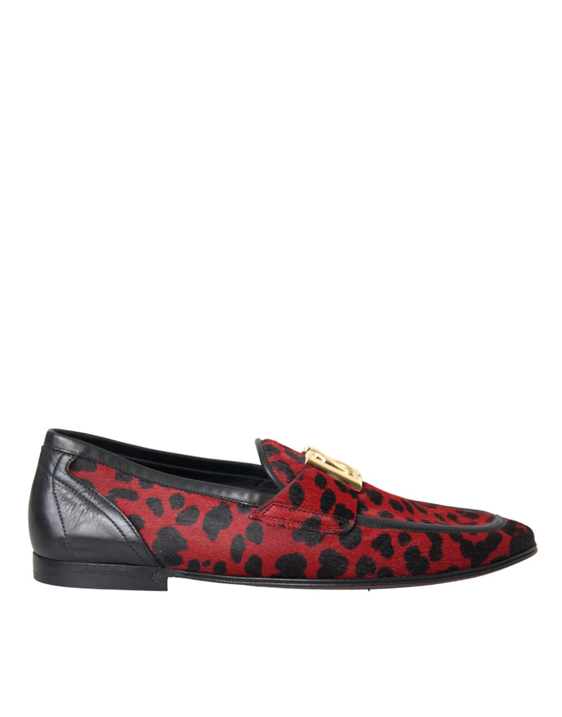 Red Black Leopard DG Loafers Formal Men Shoes-Dolce & Gabbana-LabelTerrace.com