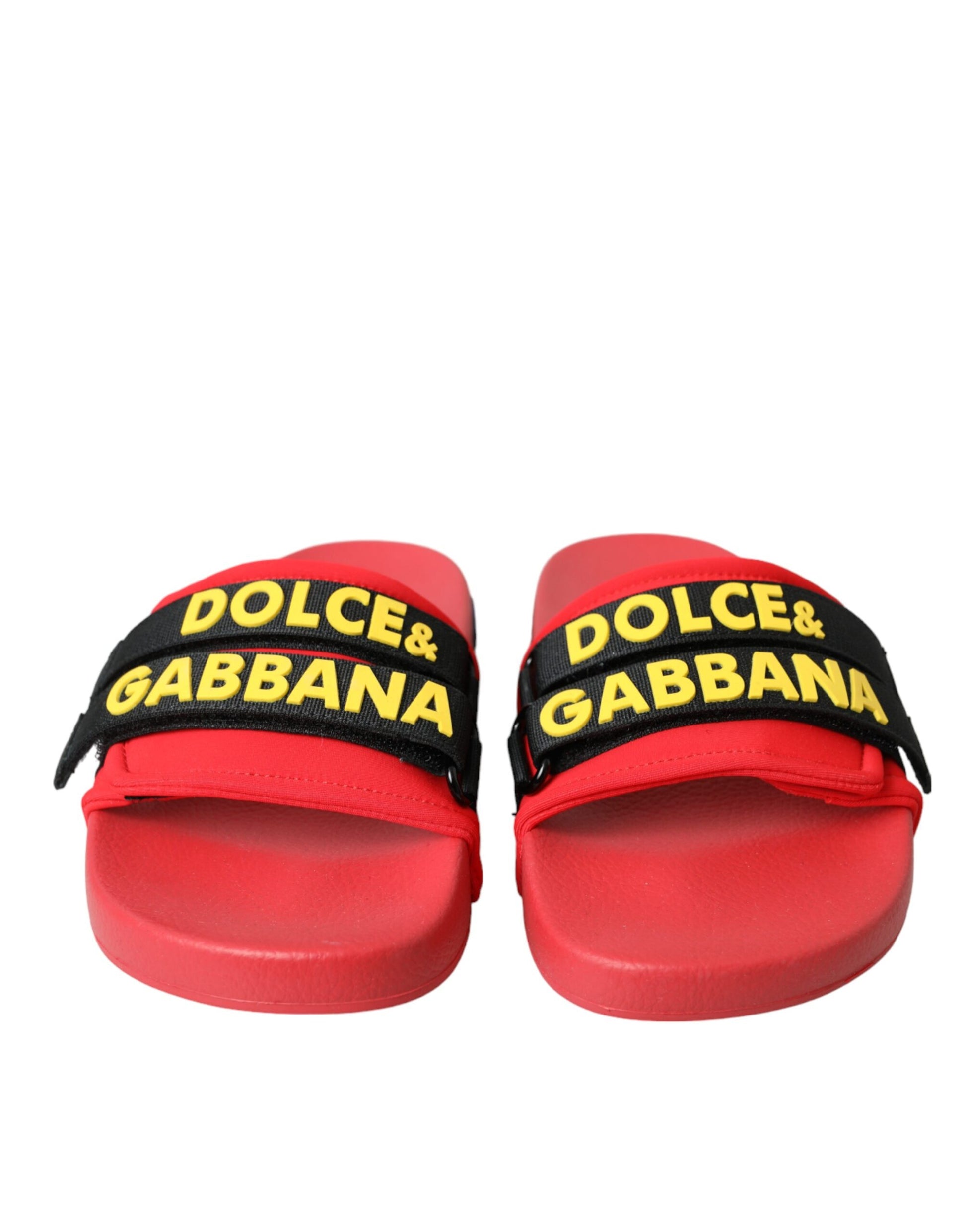Red Black Logo Beachwear Flats Sandals Shoes-Dolce & Gabbana-LabelTerrace.com