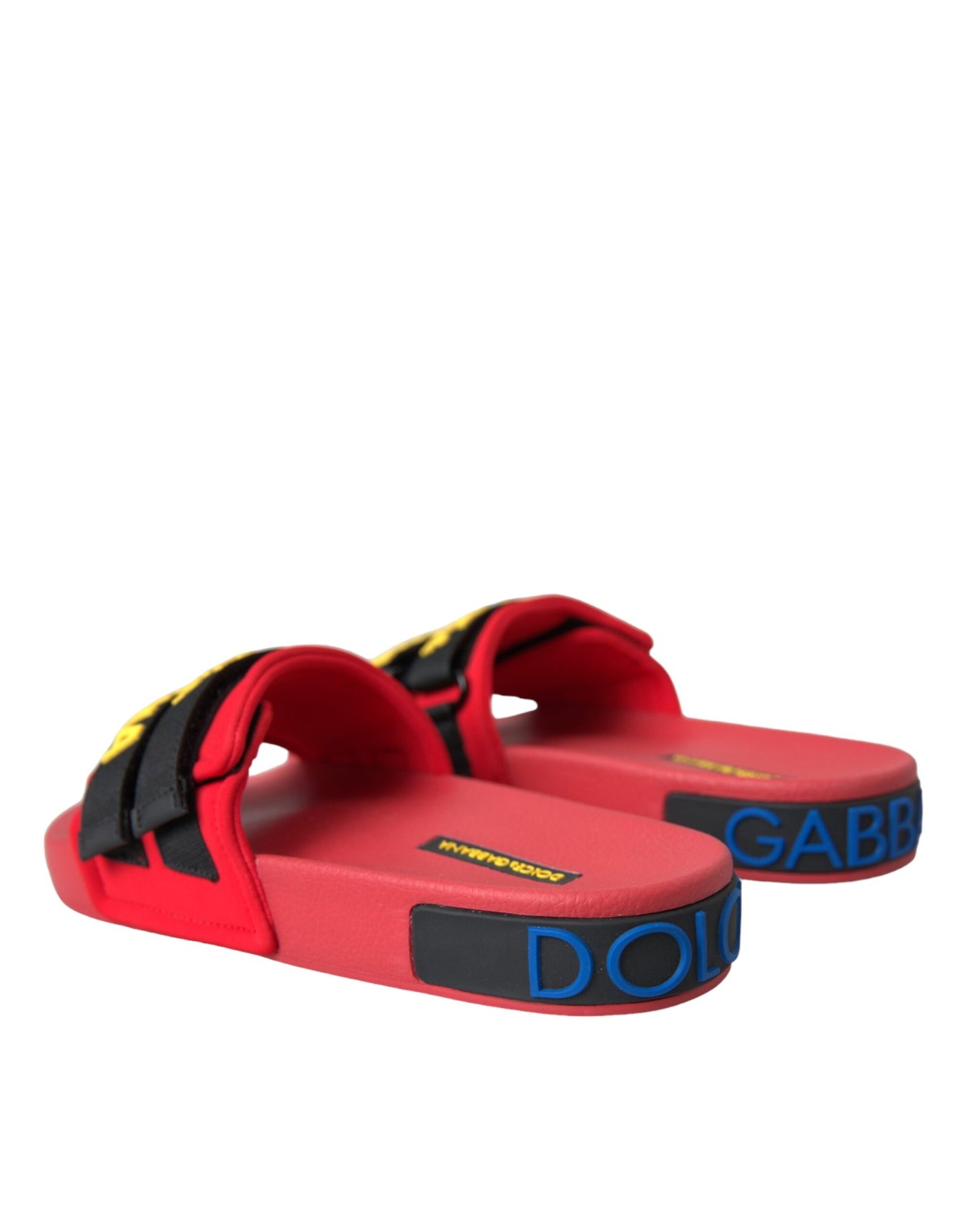 Red Black Logo Beachwear Flats Sandals Shoes-Dolce & Gabbana-LabelTerrace.com