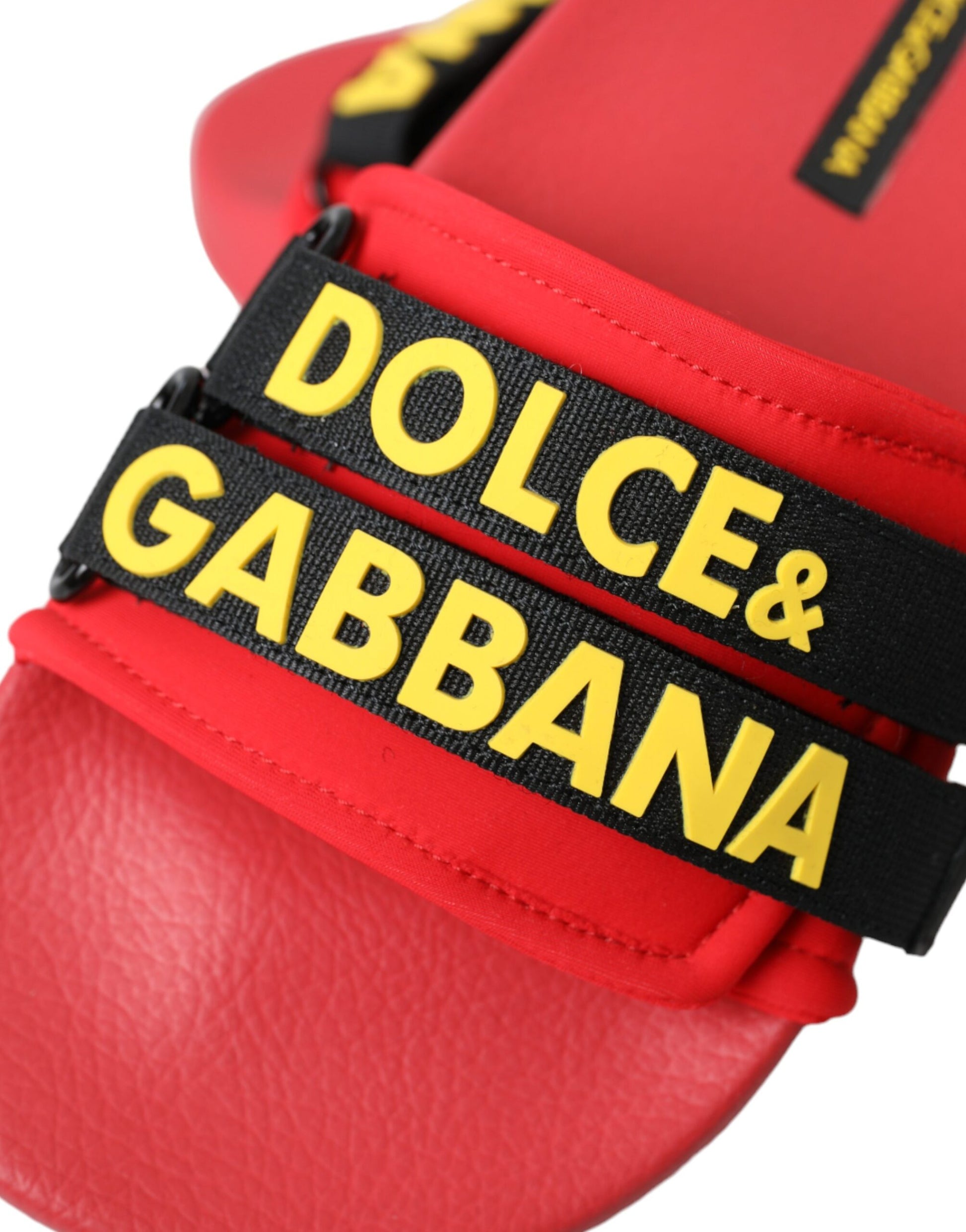 Red Black Logo Beachwear Flats Sandals Shoes-Dolce & Gabbana-LabelTerrace.com