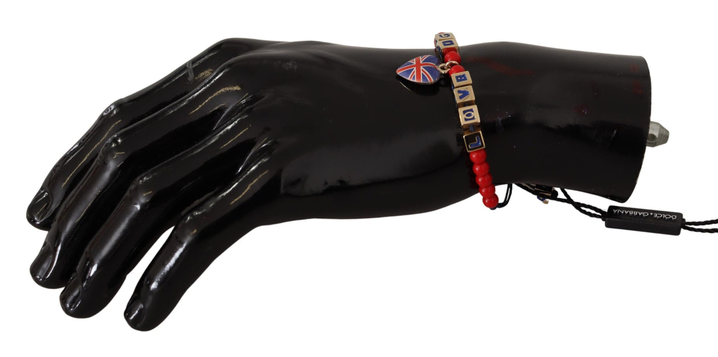 Red Blue Beaded DG LOVES LONDON Flag Branded Bracelet-Dolce & Gabbana-LabelTerrace.com