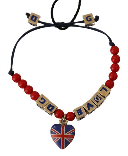 Red Blue Beaded DG LOVES LONDON Flag Branded Bracelet-Dolce & Gabbana-LabelTerrace.com