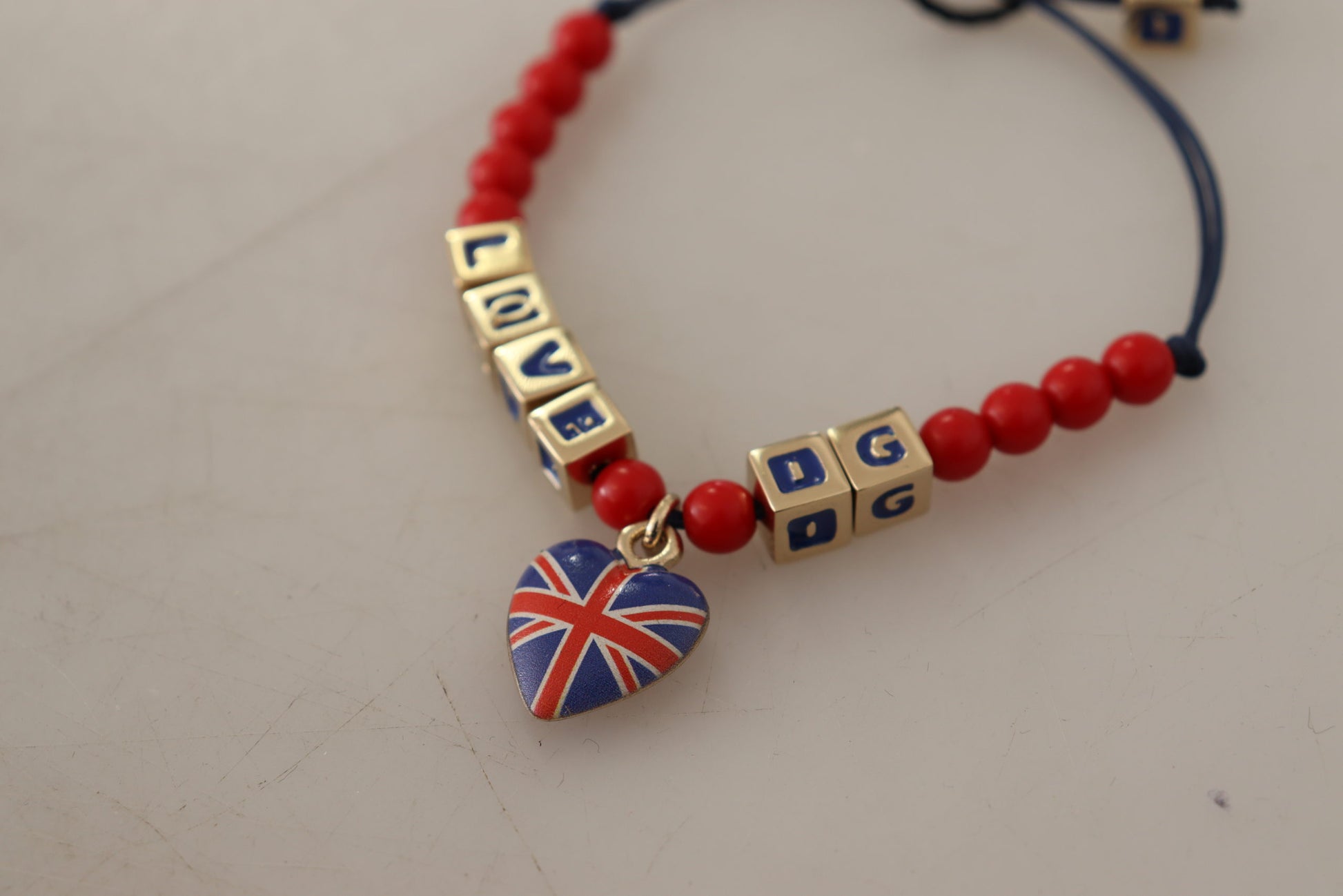 Red Blue Beaded DG LOVES LONDON Flag Branded Bracelet-Dolce & Gabbana-LabelTerrace.com
