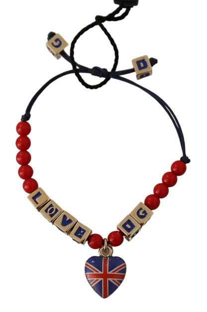 Red Blue Beaded DG LOVES LONDON Flag Branded Bracelet-Dolce & Gabbana-LabelTerrace.com