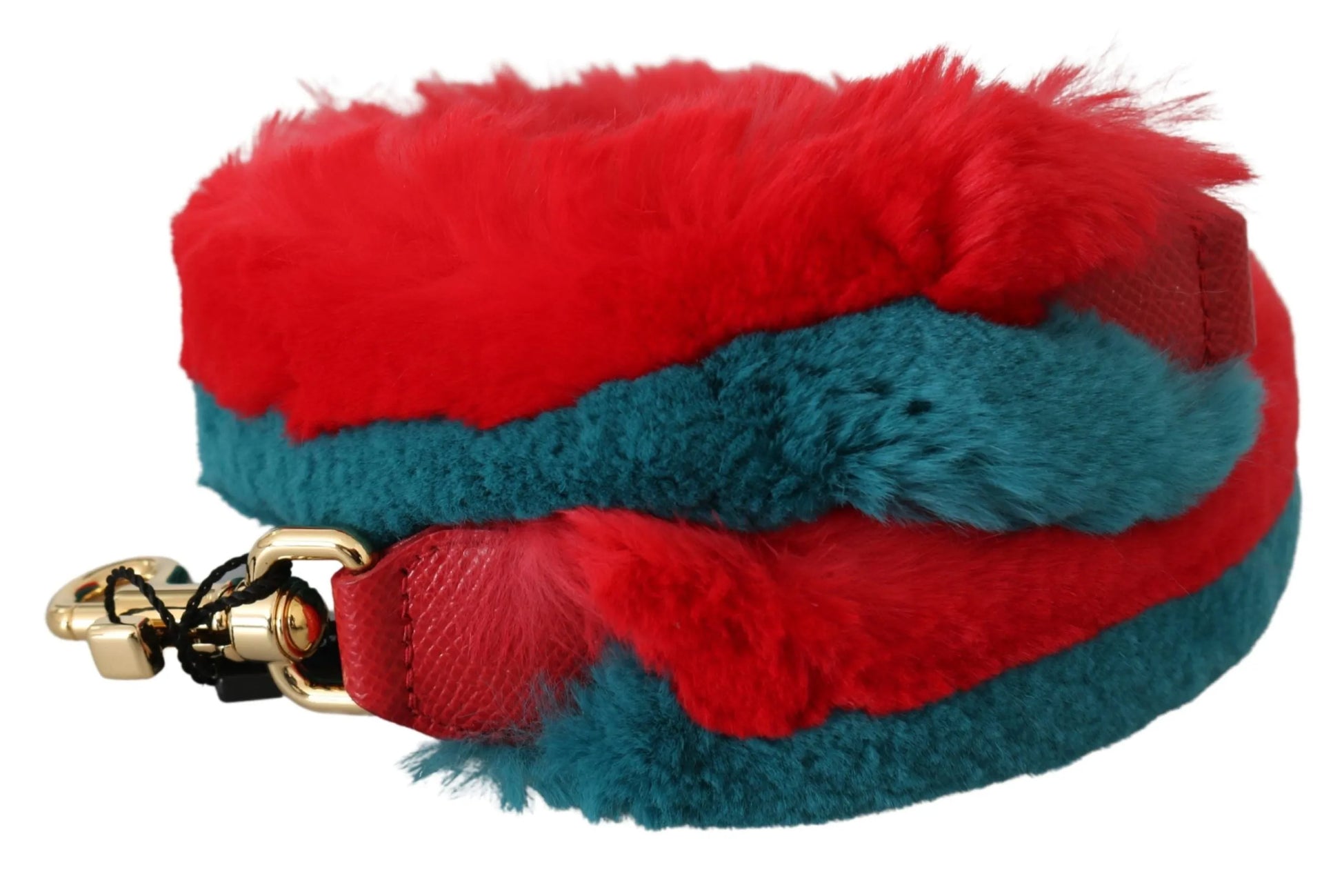 Red Blue Rabbit Fur Leather Shoulder Strap-Dolce & Gabbana-LabelTerrace.com