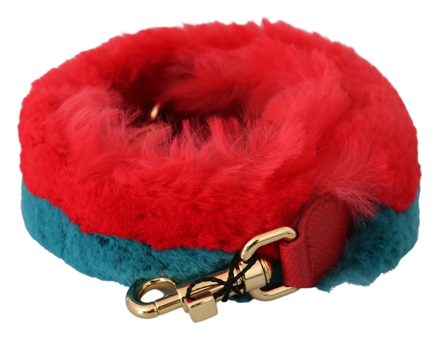 Red Blue Rabbit Fur Leather Shoulder Strap-Dolce & Gabbana-LabelTerrace.com