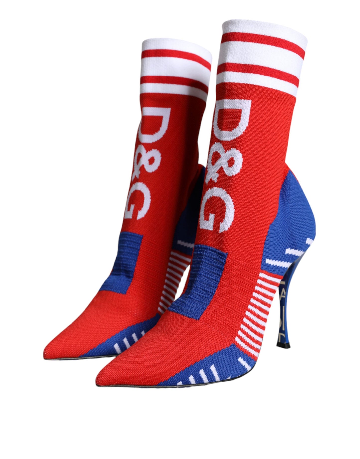 Red Blue Stretch Sock Style Ankle Boots Logo Shoes-Dolce & Gabbana-LabelTerrace.com