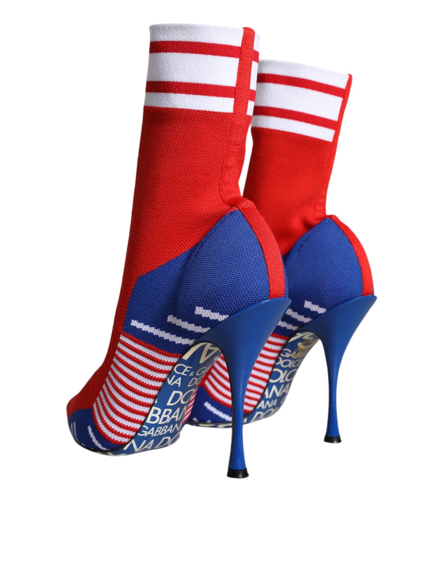 Red Blue Stretch Sock Style Ankle Boots Logo Shoes-Dolce & Gabbana-LabelTerrace.com
