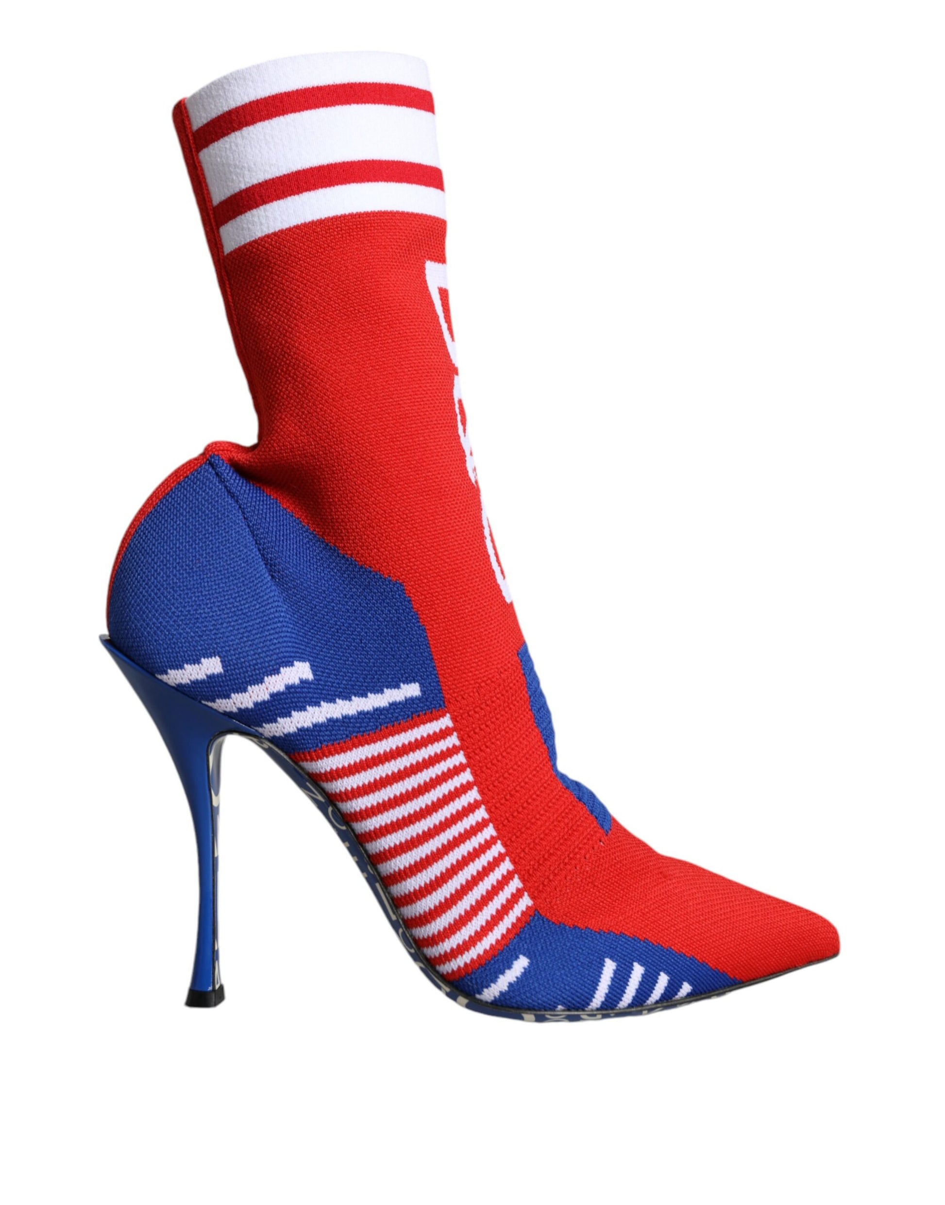 Red Blue Stretch Sock Style Ankle Boots Logo Shoes-Dolce & Gabbana-LabelTerrace.com