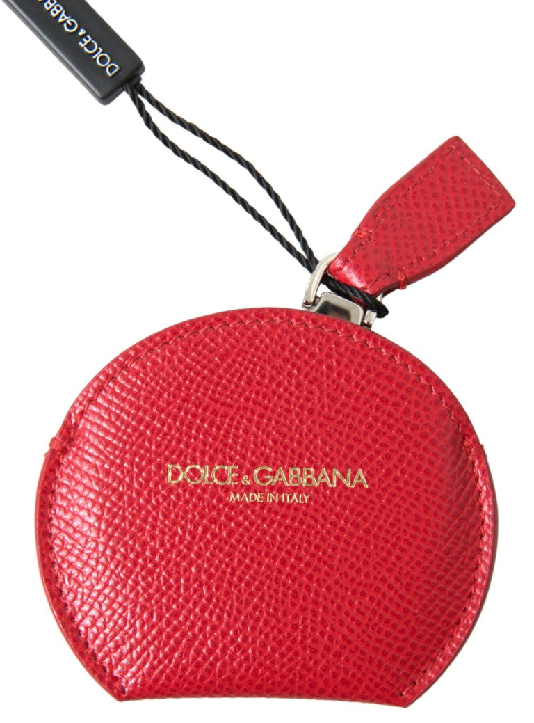 Red Calfskin Leather Hand Mirror Holder-Dolce & Gabbana-LabelTerrace.com