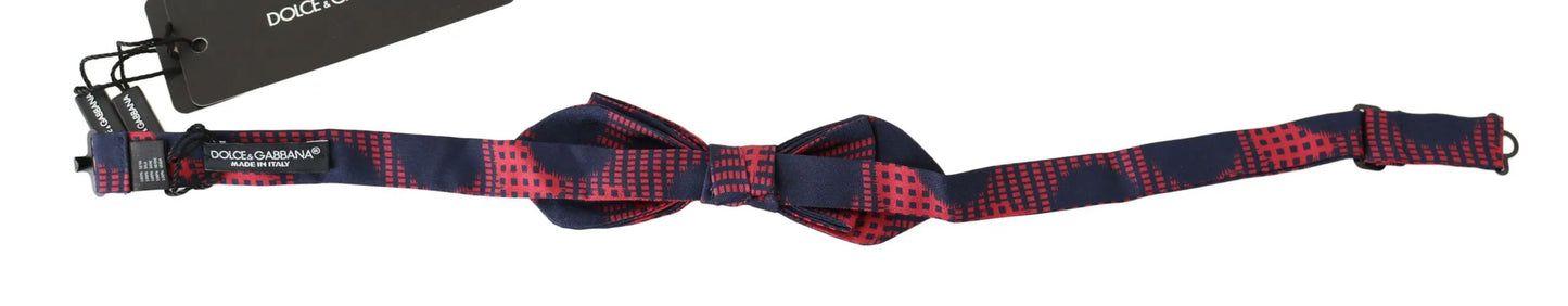 Red Checkered 100% Silk Adjustable Men Neck Bow Tie-Dolce & Gabbana-LabelTerrace.com