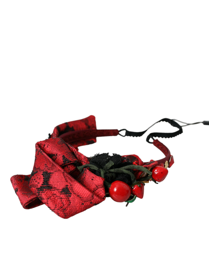 Red Cherry Sicily Embellished Women Hairband Diadem-Dolce & Gabbana-LabelTerrace.com