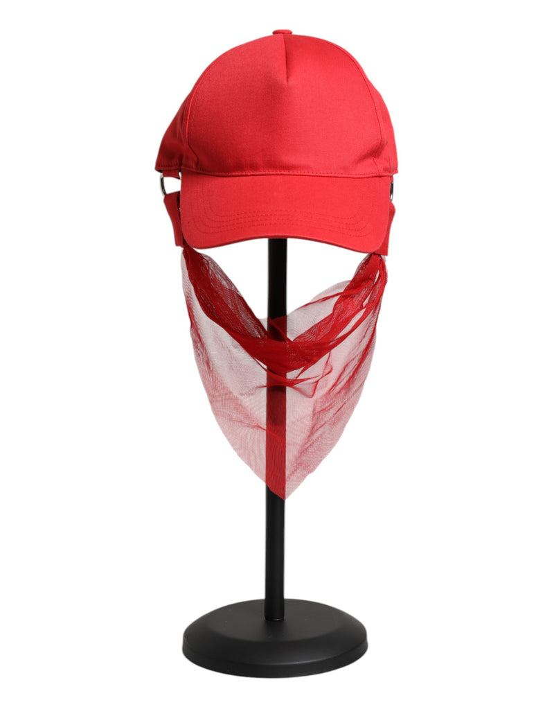 Red Cotton 6 Panels Women Baseball Cap-Dolce & Gabbana-LabelTerrace.com