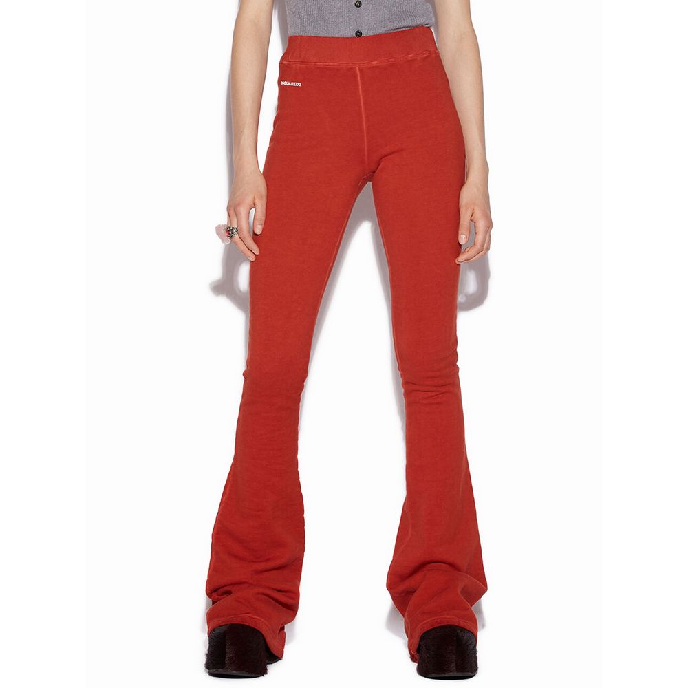 Red Cotton Flared Pant-Dsquared²-LabelTerrace.com
