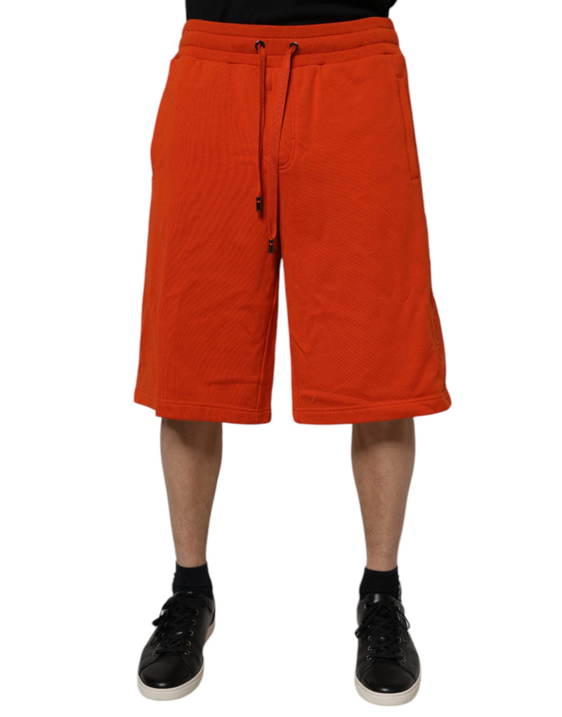 Red Cotton Blend Mid Waist Men Bermuda Shorts-Dolce & Gabbana-LabelTerrace.com