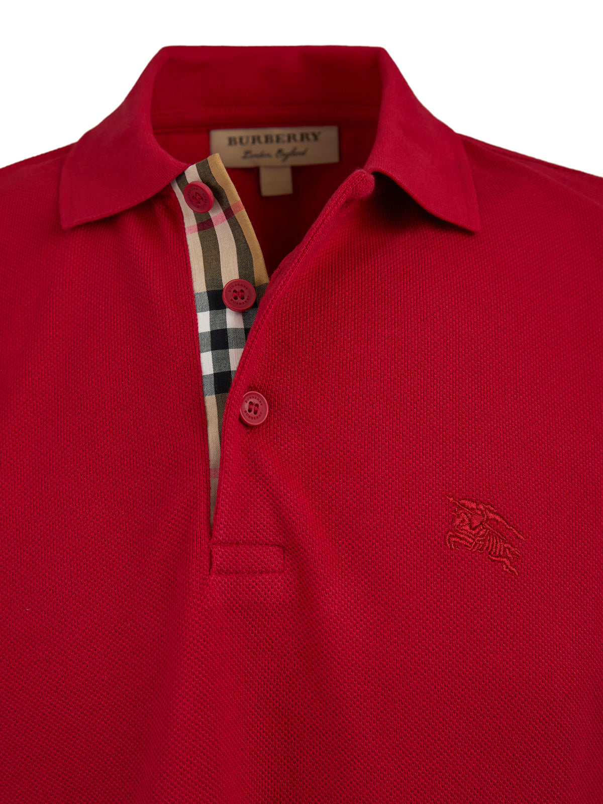 Red Cotton Collared Polo Shirt-Burberry-LabelTerrace.com