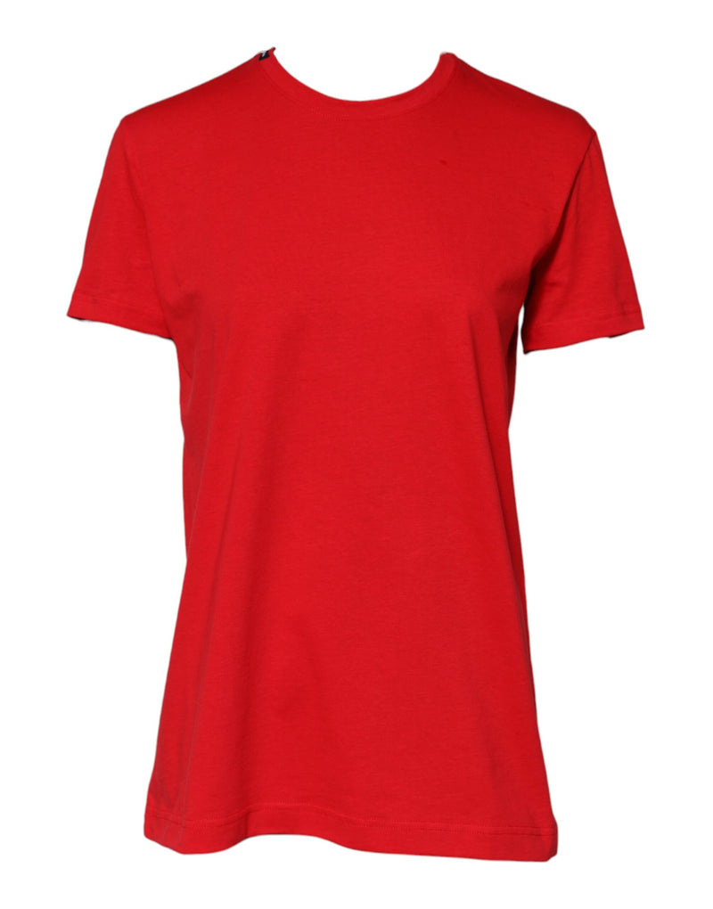 Red Cotton Crew Neck Short Sleeves Top T-shirt-Dolce & Gabbana-LabelTerrace.com