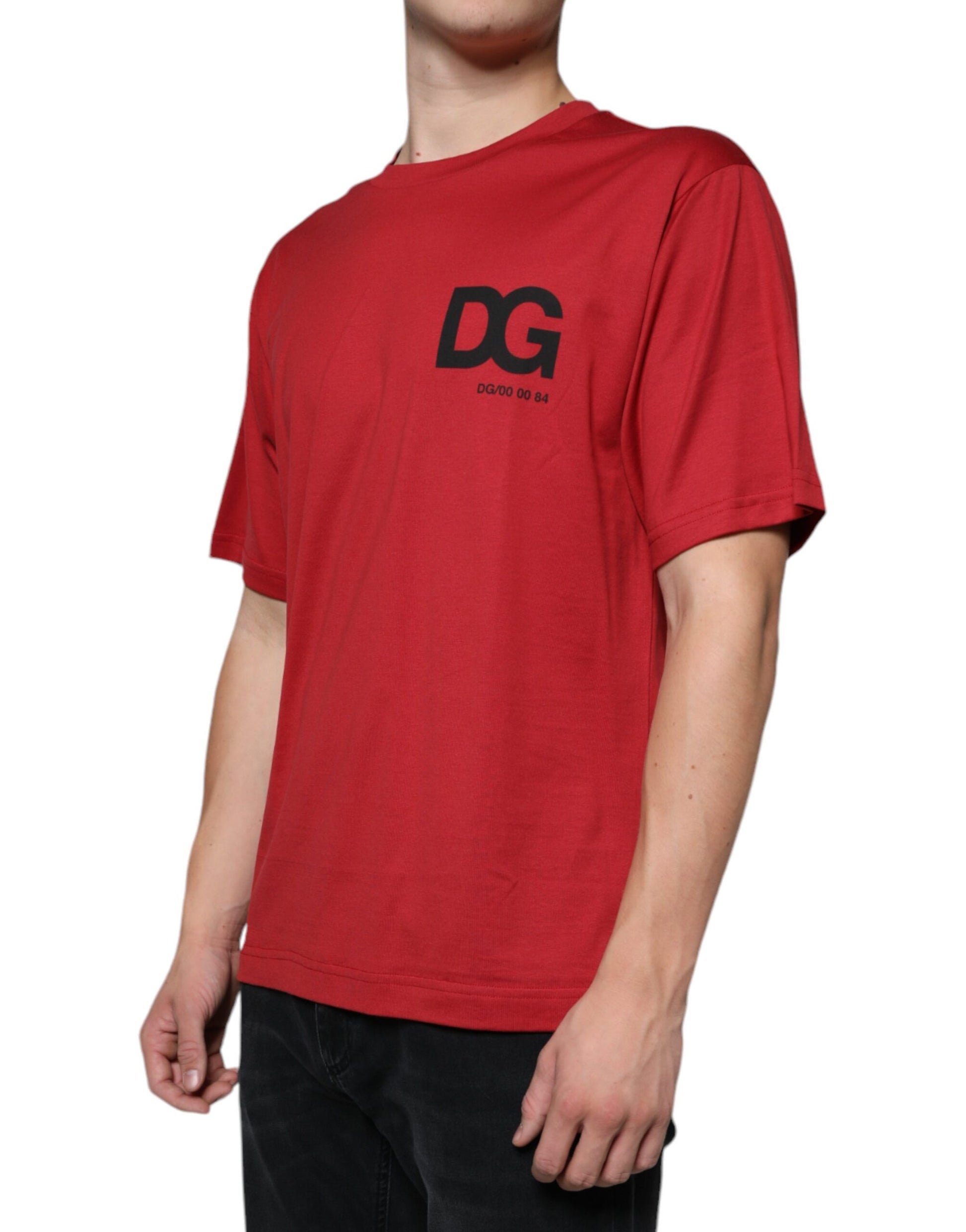 Red Cotton DG Logo Print Crew Neck T-shirt-Dolce & Gabbana-LabelTerrace.com