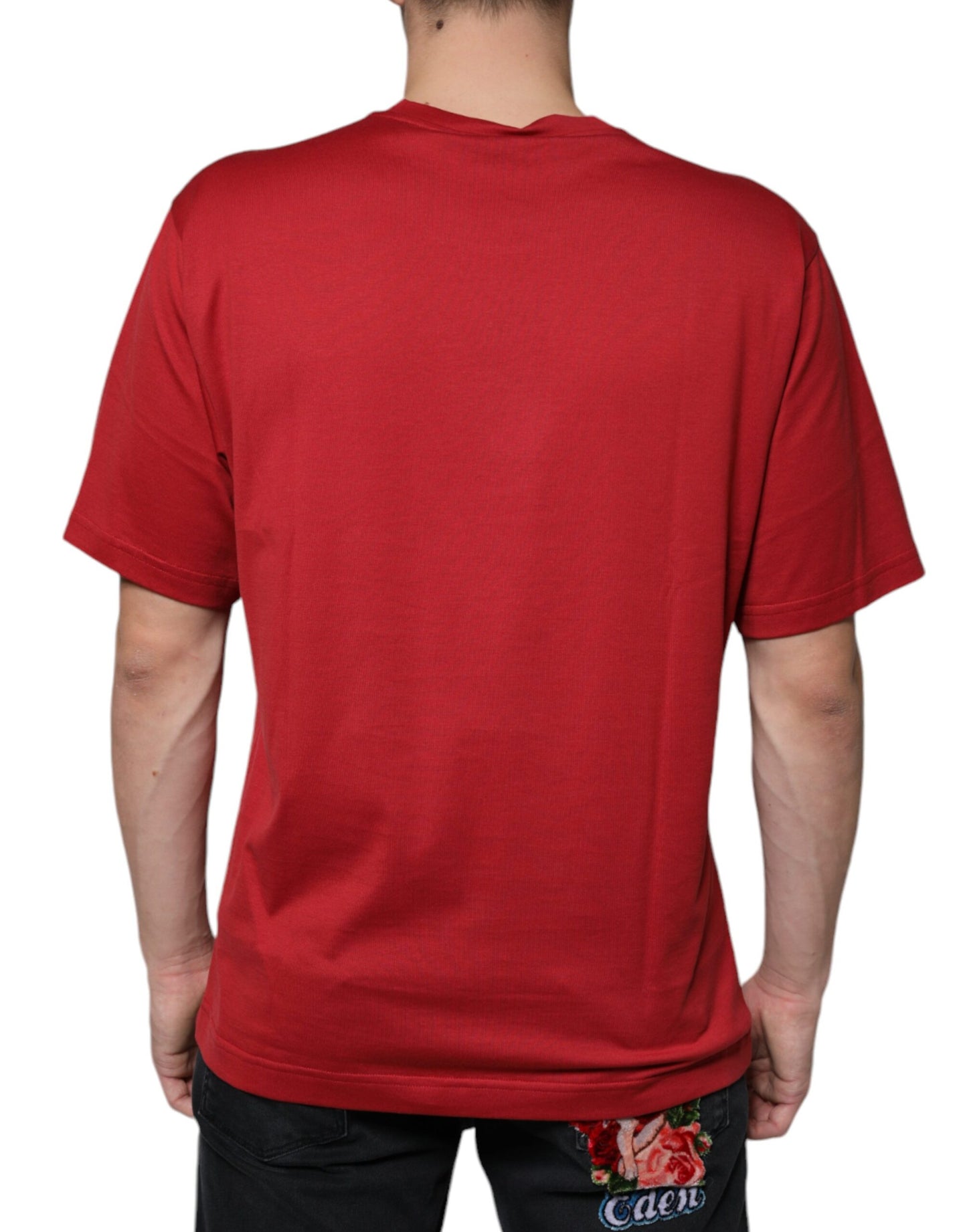 Red Cotton DG Logo Print Crew Neck T-shirt-Dolce & Gabbana-LabelTerrace.com