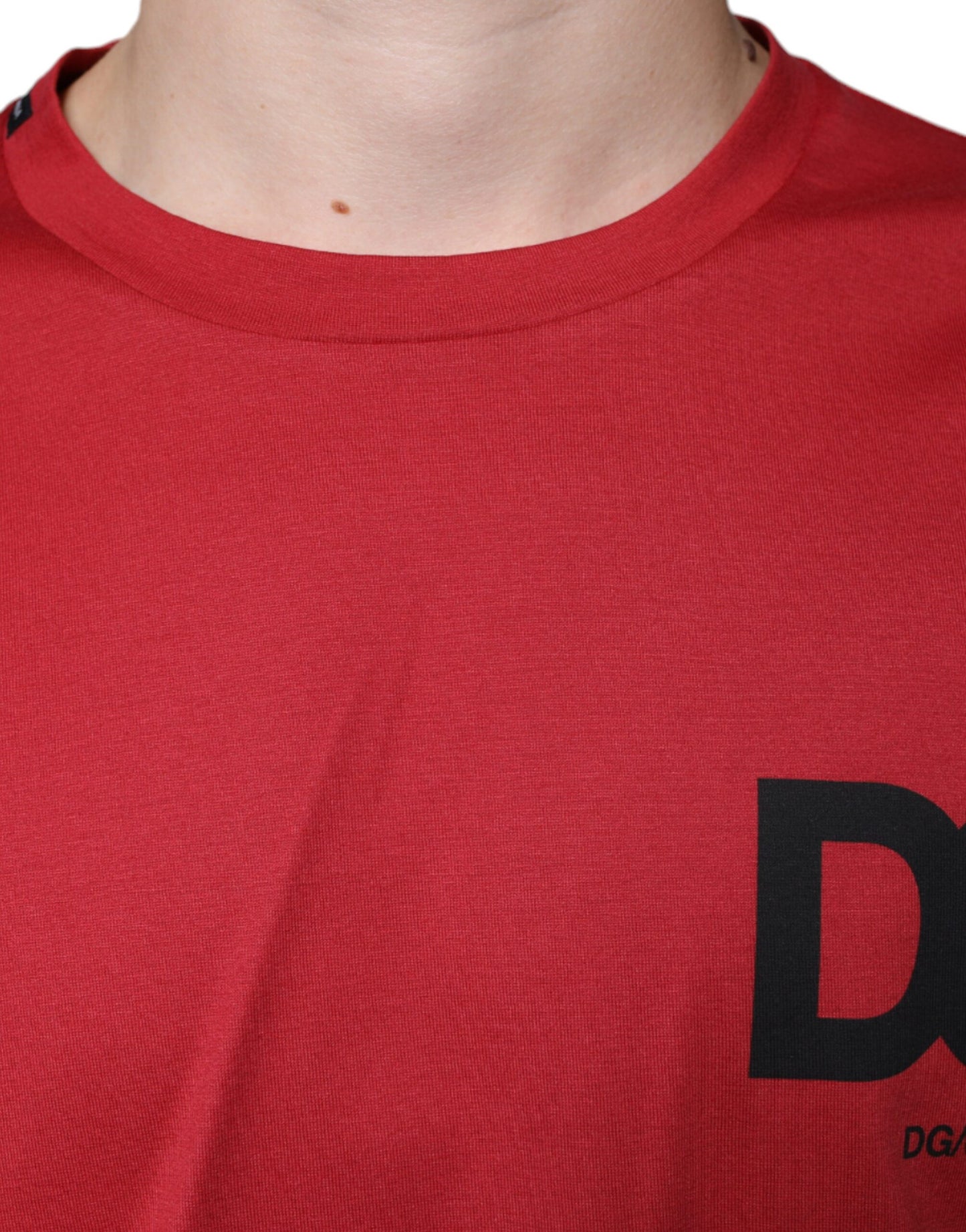 Red Cotton DG Logo Print Crew Neck T-shirt-Dolce & Gabbana-LabelTerrace.com