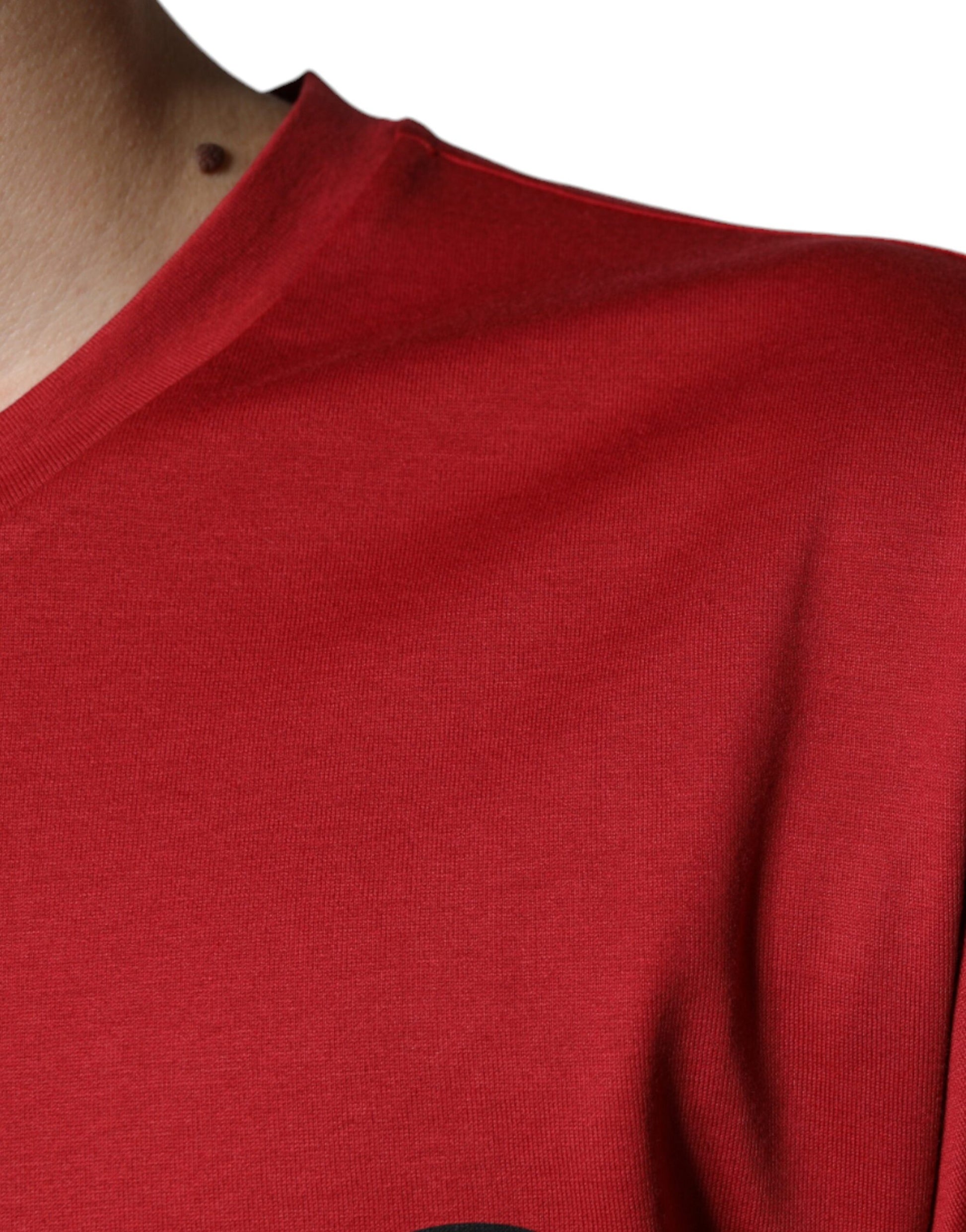 Red Cotton DG Logo Print Crew Neck T-shirt-Dolce & Gabbana-LabelTerrace.com