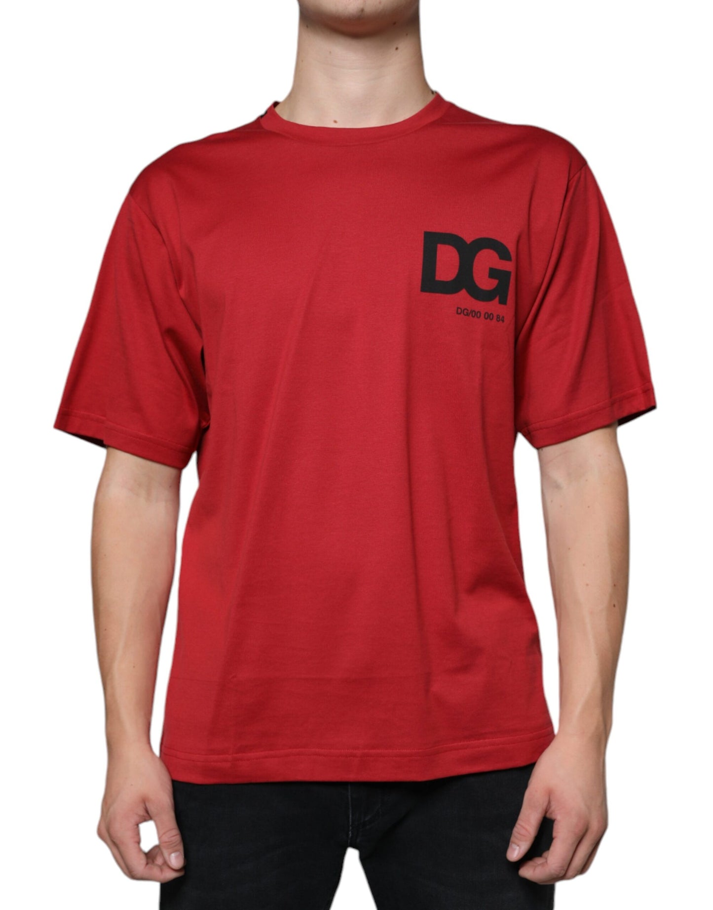 Red Cotton DG Logo Print Crew Neck T-shirt-Dolce & Gabbana-LabelTerrace.com
