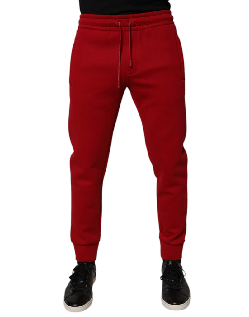 Red Cotton Jogger Jogging Pants-Dolce & Gabbana-LabelTerrace.com
