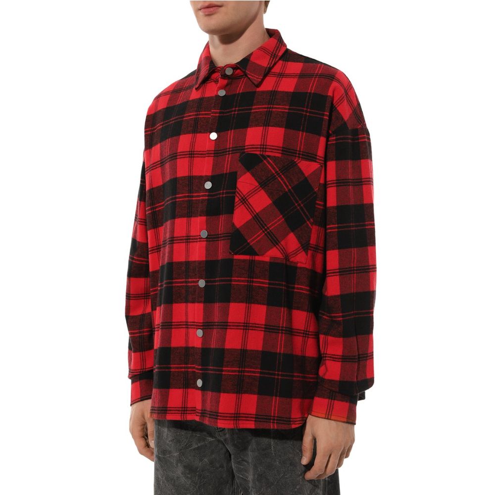 Red Cotton Men Jacket-Diego Venturino-LabelTerrace.com