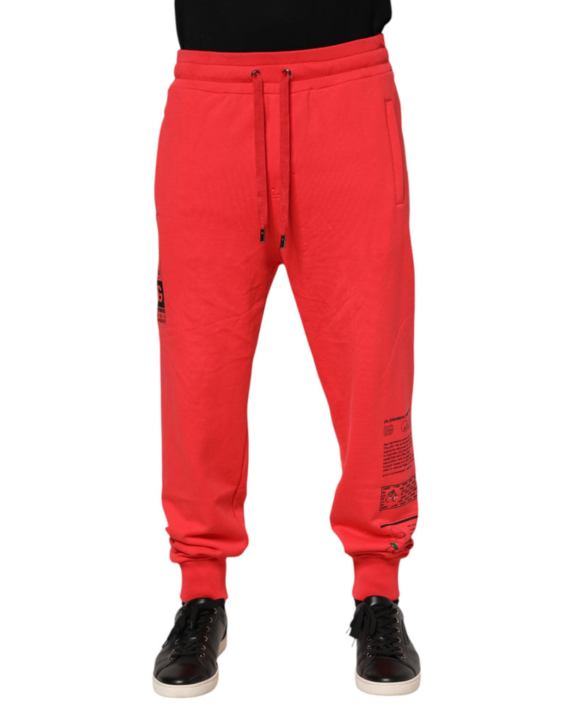 Red Cotton Men Jogger Sweatpants Pants-Dolce & Gabbana-LabelTerrace.com