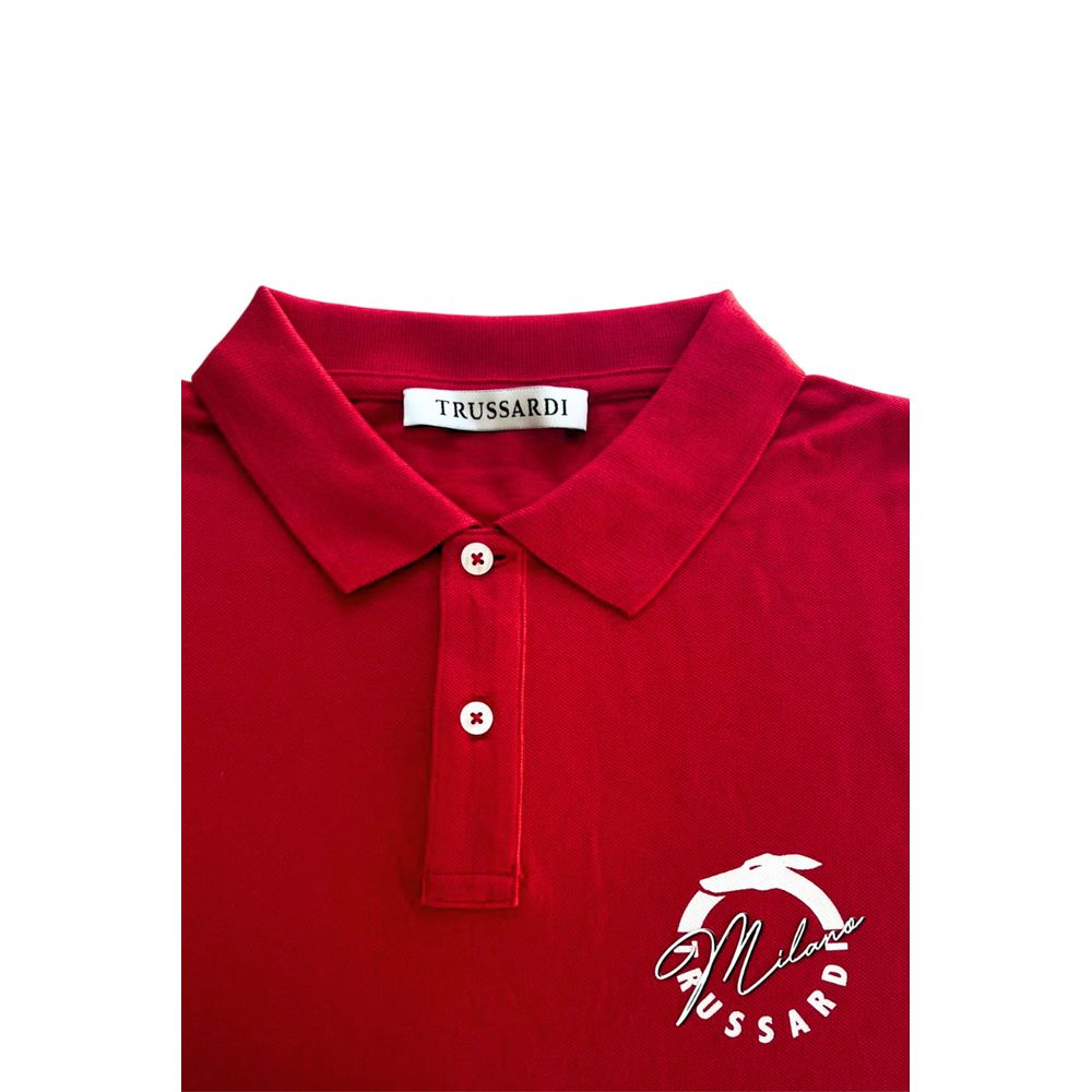 Red Cotton Men Polo Shirt-Trussardi Beachwear-LabelTerrace.com