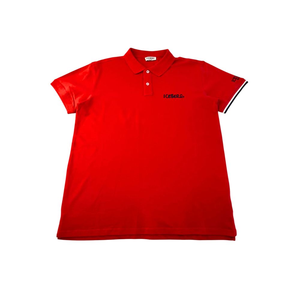 Red Cotton Men Polo Shirt-Iceberg-LabelTerrace.com
