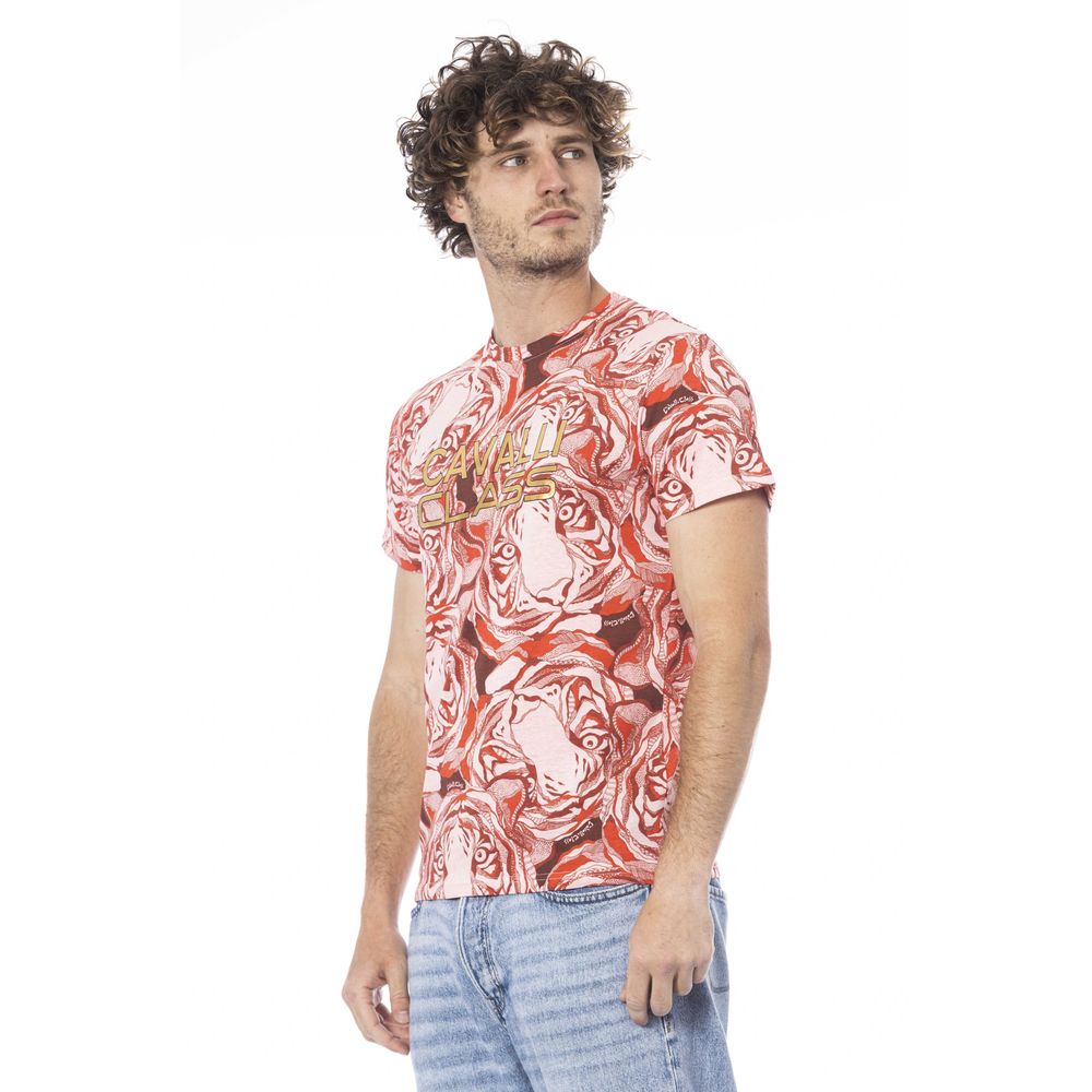 Red Cotton Men T-Shirt-Cavalli Class-LabelTerrace.com