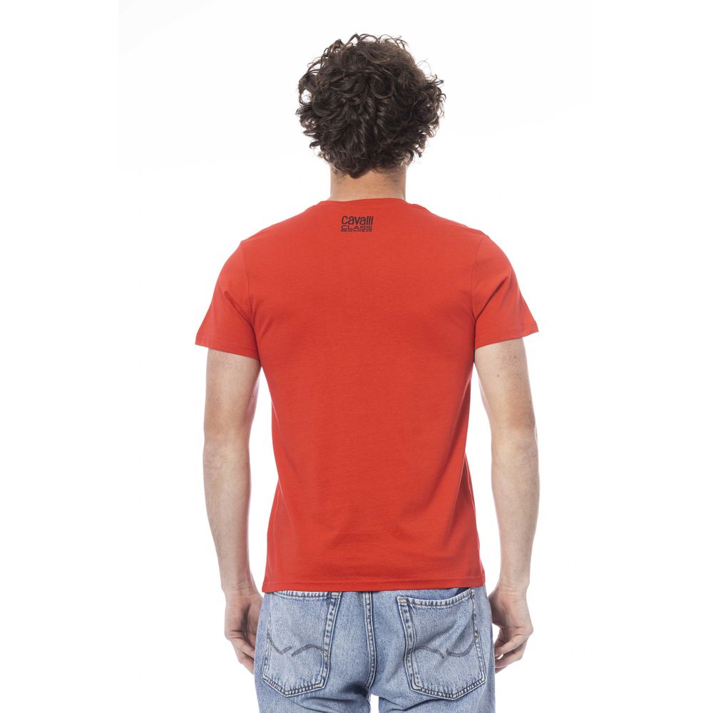 Red Cotton Men T-Shirt-Cavalli Class-LabelTerrace.com