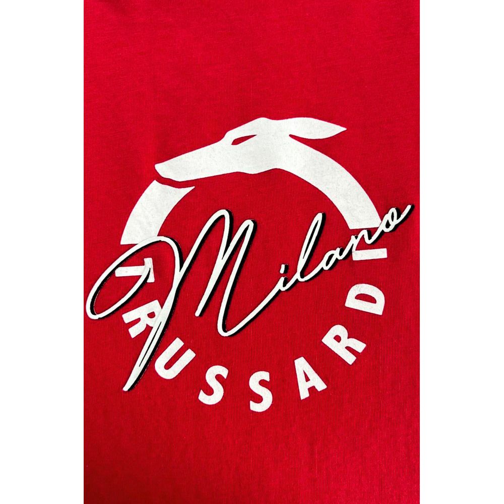 "Red Cotton Men T-Shirt"-Trussardi Beachwear-LabelTerrace.com