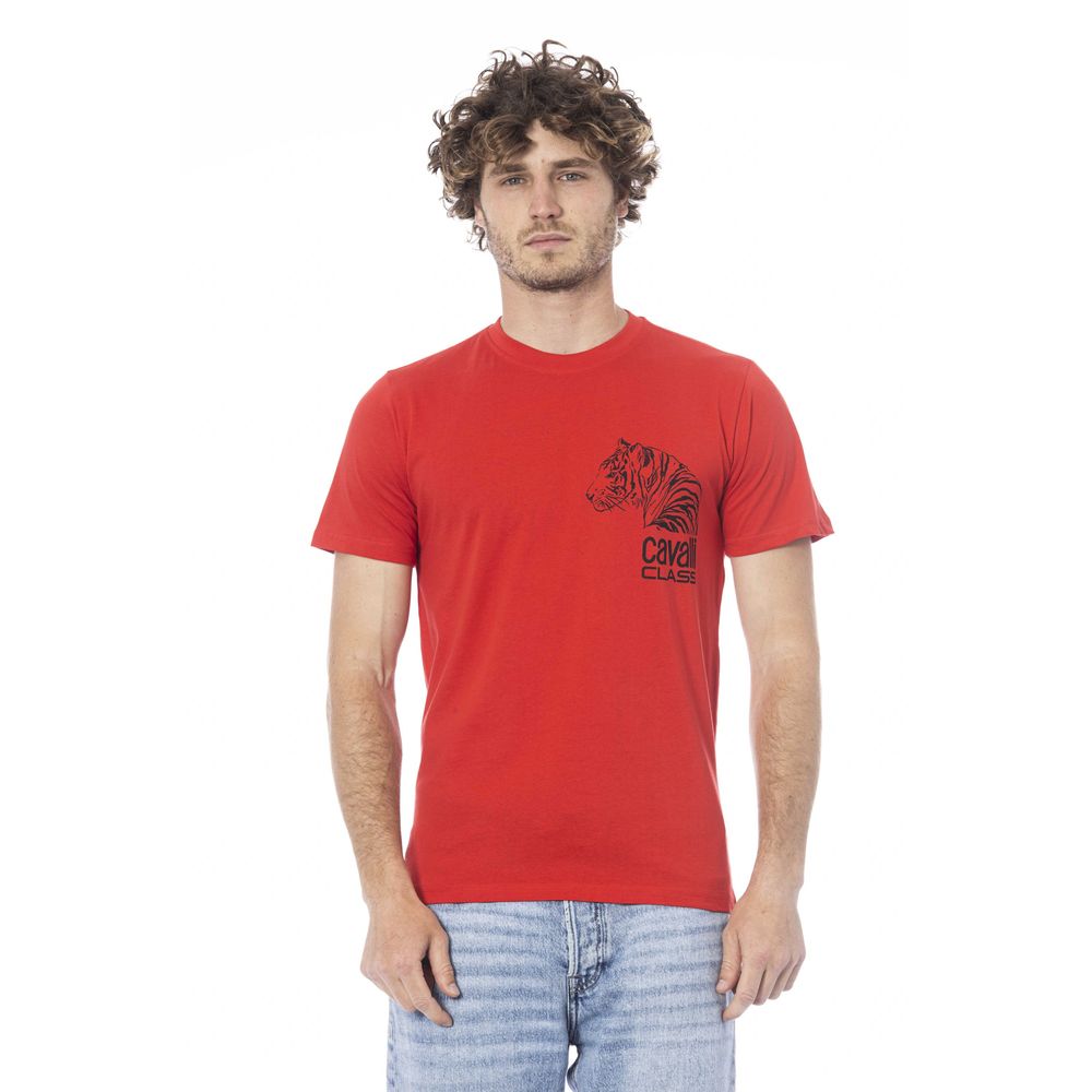 Red Cotton Men T-Shirt-Cavalli Class-LabelTerrace.com
