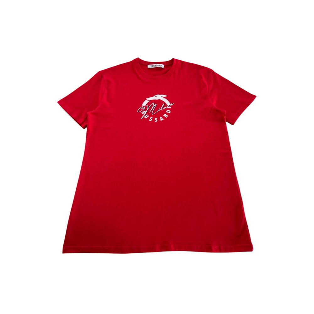 "Red Cotton Men T-Shirt"-Trussardi Beachwear-LabelTerrace.com