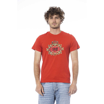 Red Cotton Men T-Shirt-Cavalli Class-LabelTerrace.com