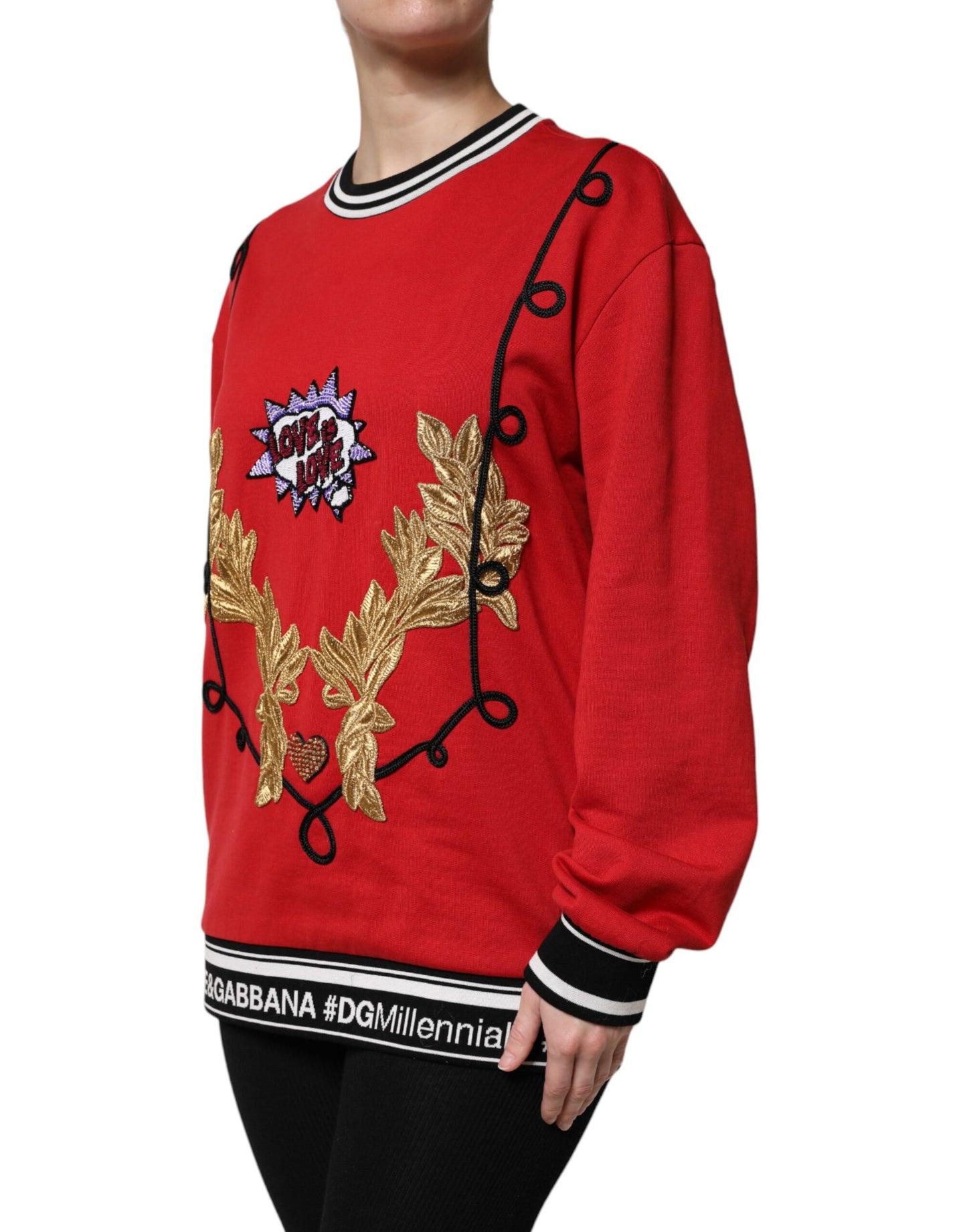 Red Cotton Queen Sequined Pullover Sweater-Dolce & Gabbana-LabelTerrace.com