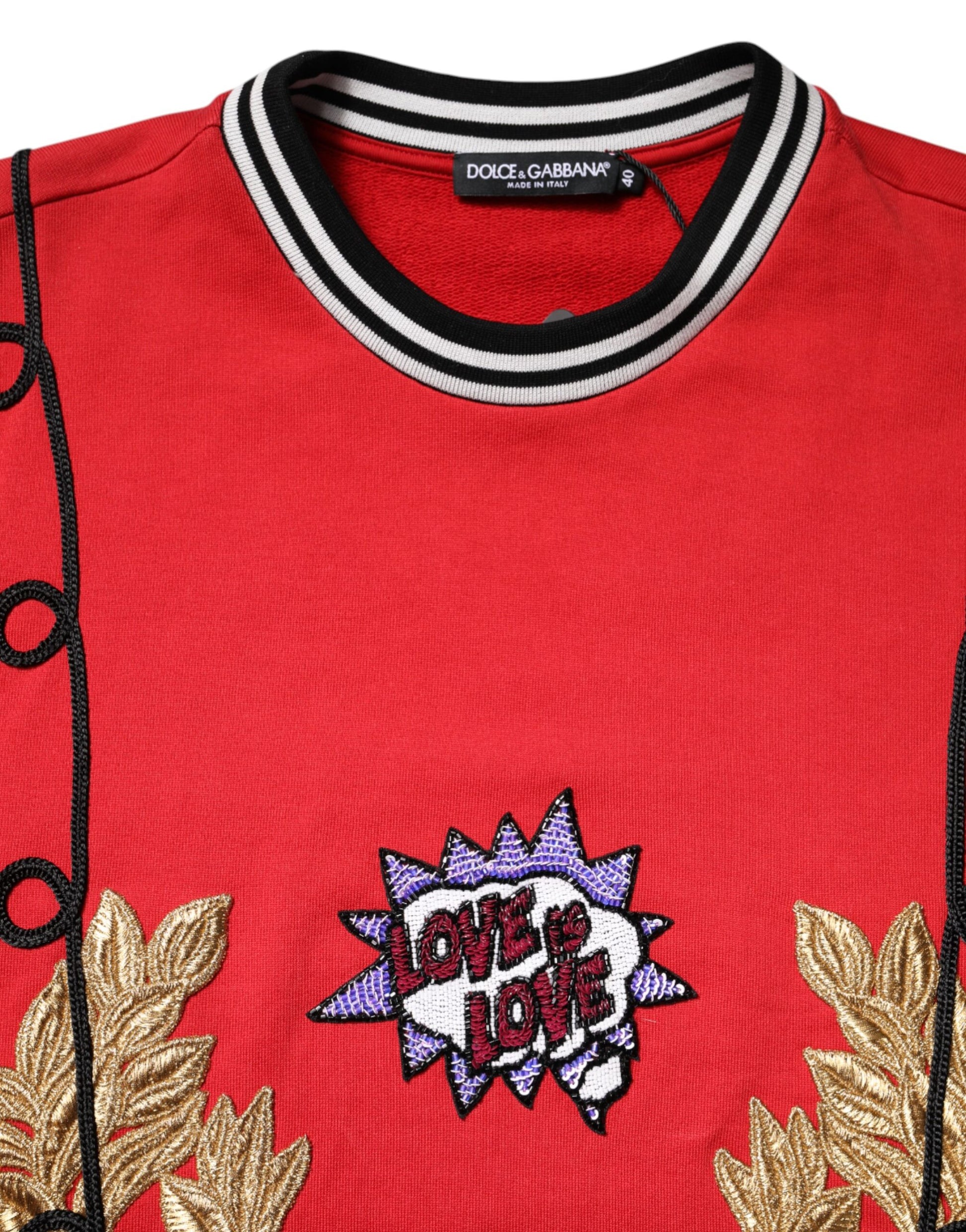 Red Cotton Queen Sequined Pullover Sweater-Dolce & Gabbana-LabelTerrace.com