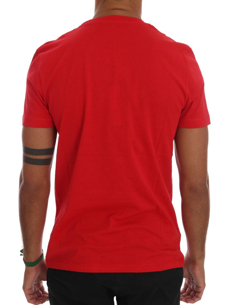 Red Cotton RIDERS Crewneck T-Shirt-Frankie Morello-LabelTerrace.com