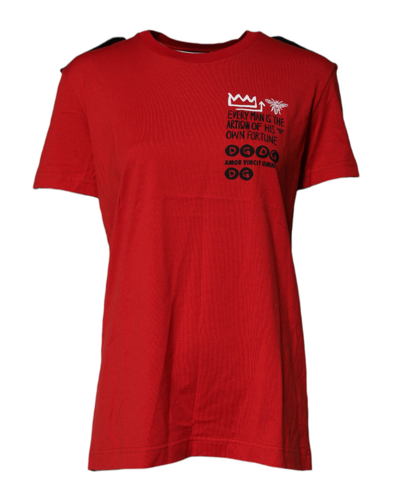 Red Cotton Round Neck Short Sleeves T-shirt-Dolce & Gabbana-LabelTerrace.com