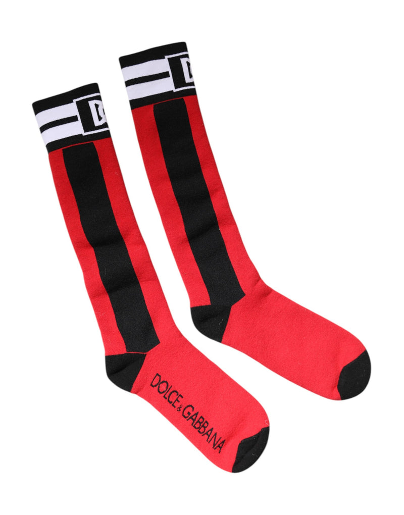 Red Cotton Stretch Printed Socks-Dolce & Gabbana-LabelTerrace.com