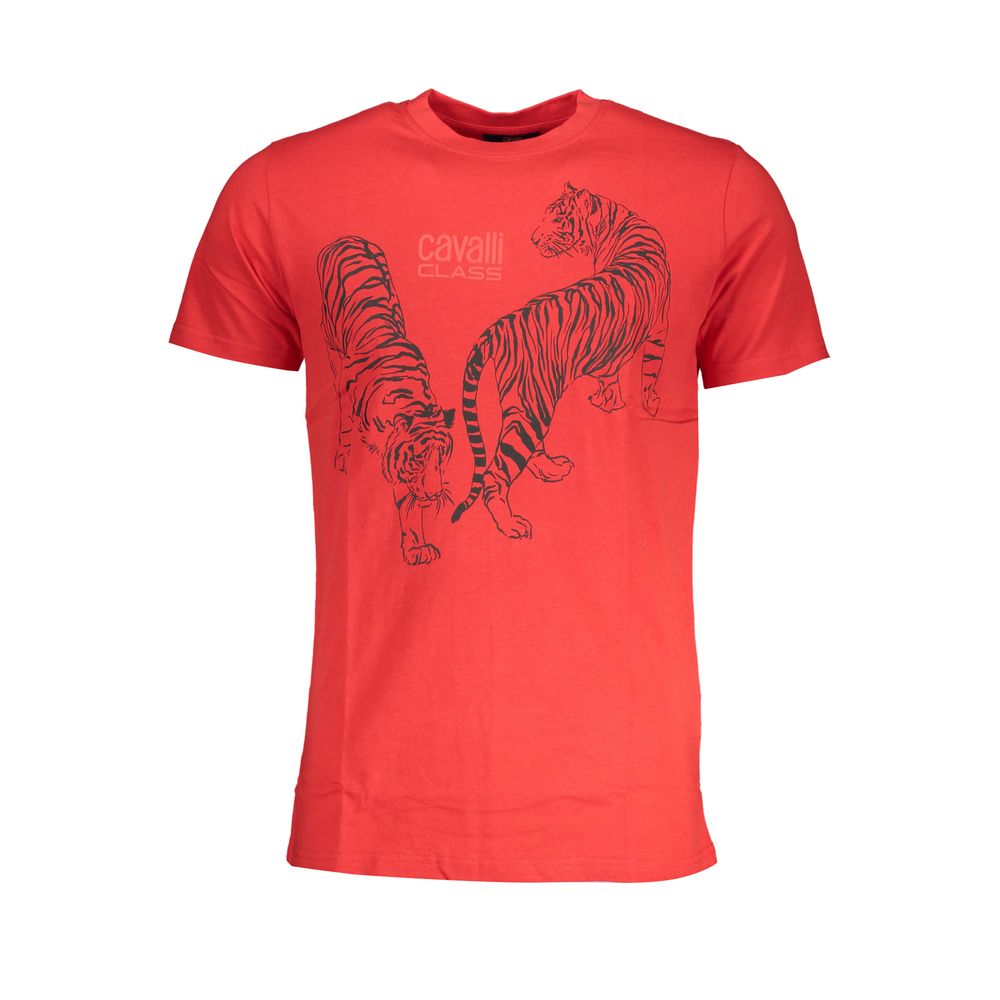 Red Cotton T-Shirt-Cavalli Class-LabelTerrace.com