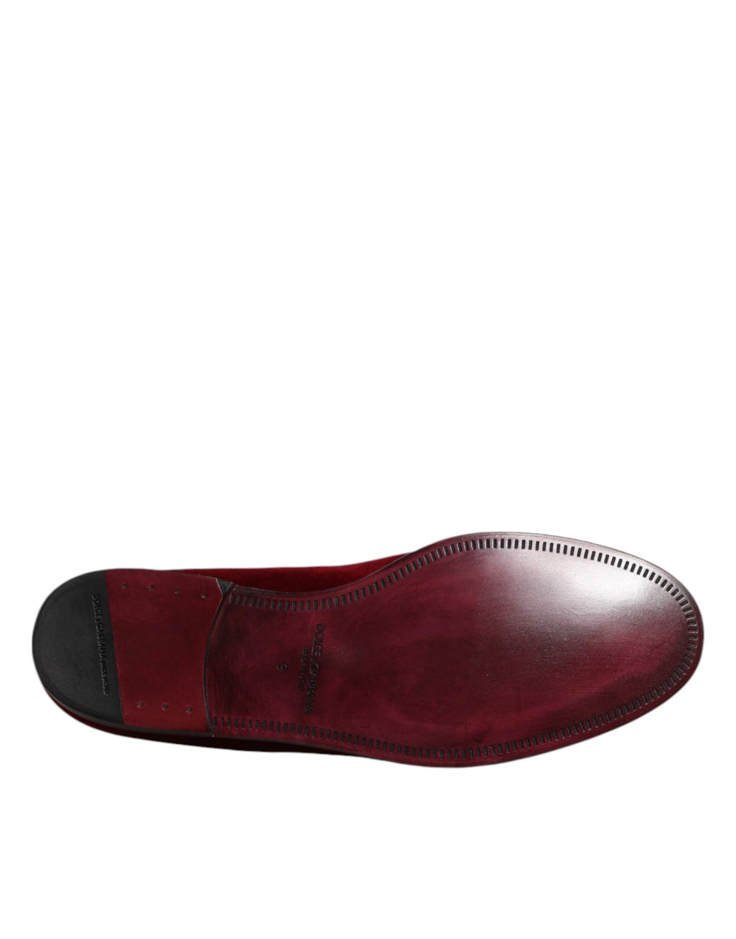 Red Cotton Velvet Slip On Loafers Formal Shoes-Dolce & Gabbana-LabelTerrace.com