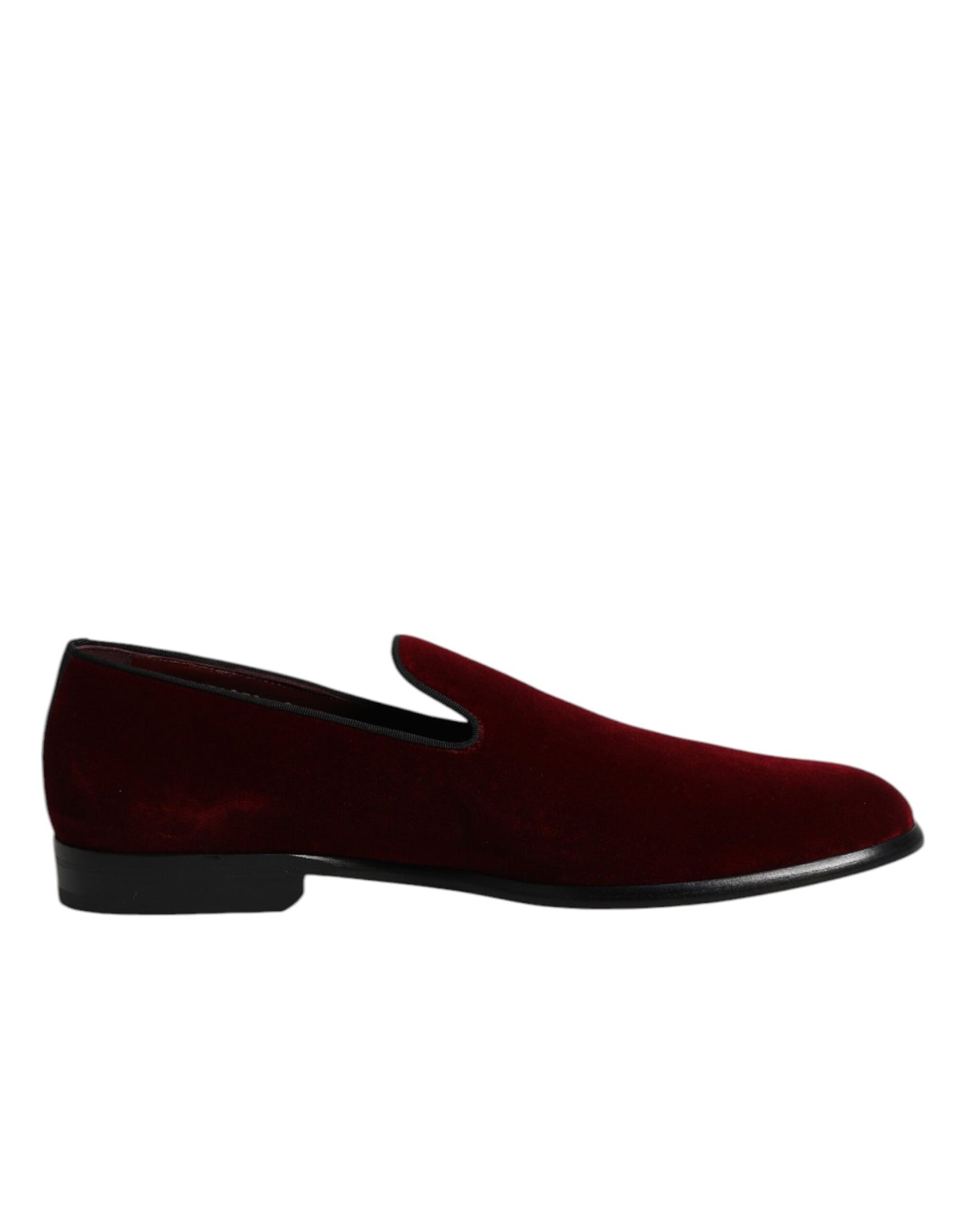 Red Cotton Velvet Slip On Loafers Formal Shoes-Dolce & Gabbana-LabelTerrace.com