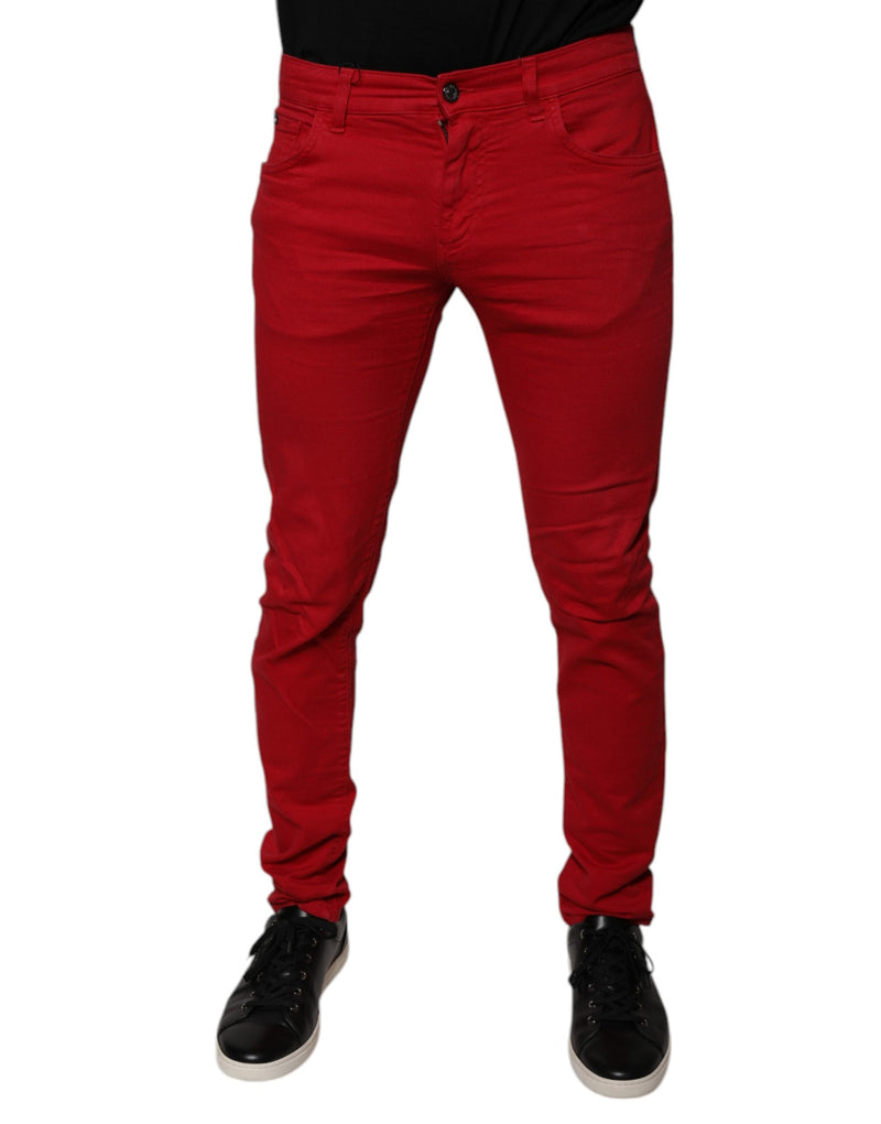 Red Crown Logo Cotton Skinny Denim Jeans-Dolce & Gabbana-LabelTerrace.com